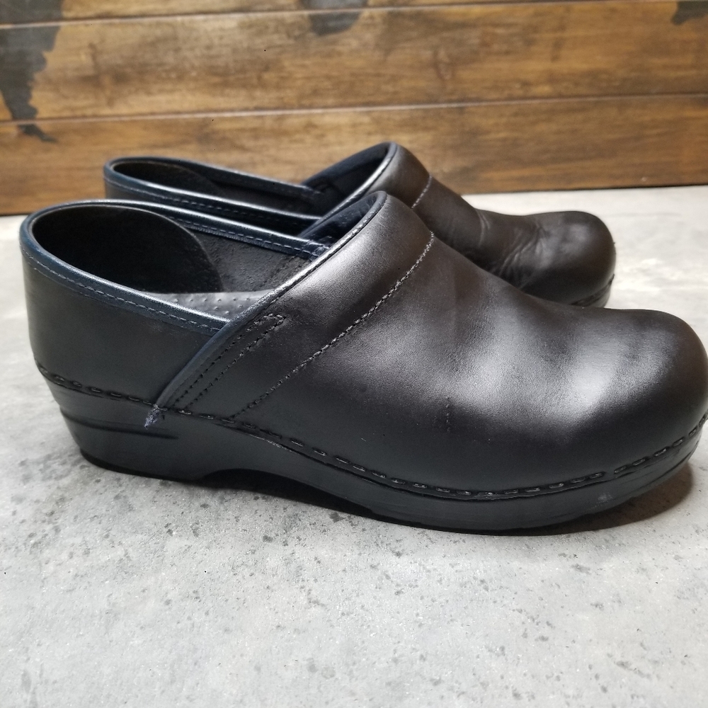 SANITA | Black Clogs Blue Trim Navy Nursing Shoes - Picture 2 of 11